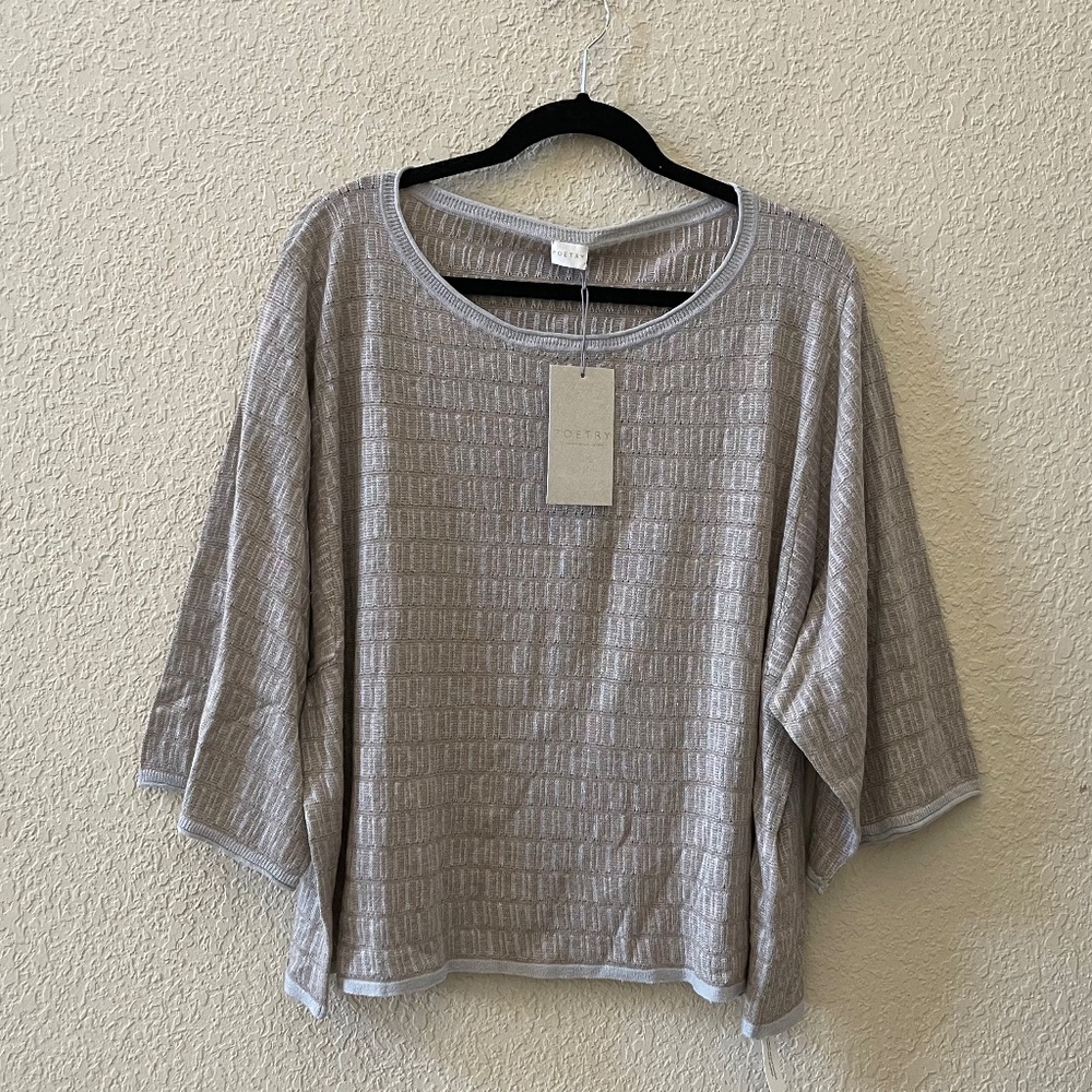 POETRY LINEN RELAXED FIT TAUPE ICE TOP BLOUSE